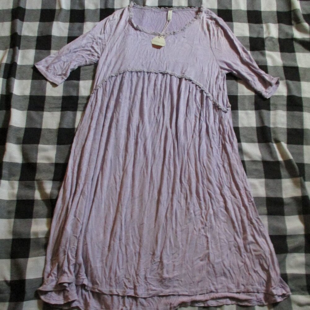 NWT Pink Blush Soft Lavender Maternity Nightgown L
